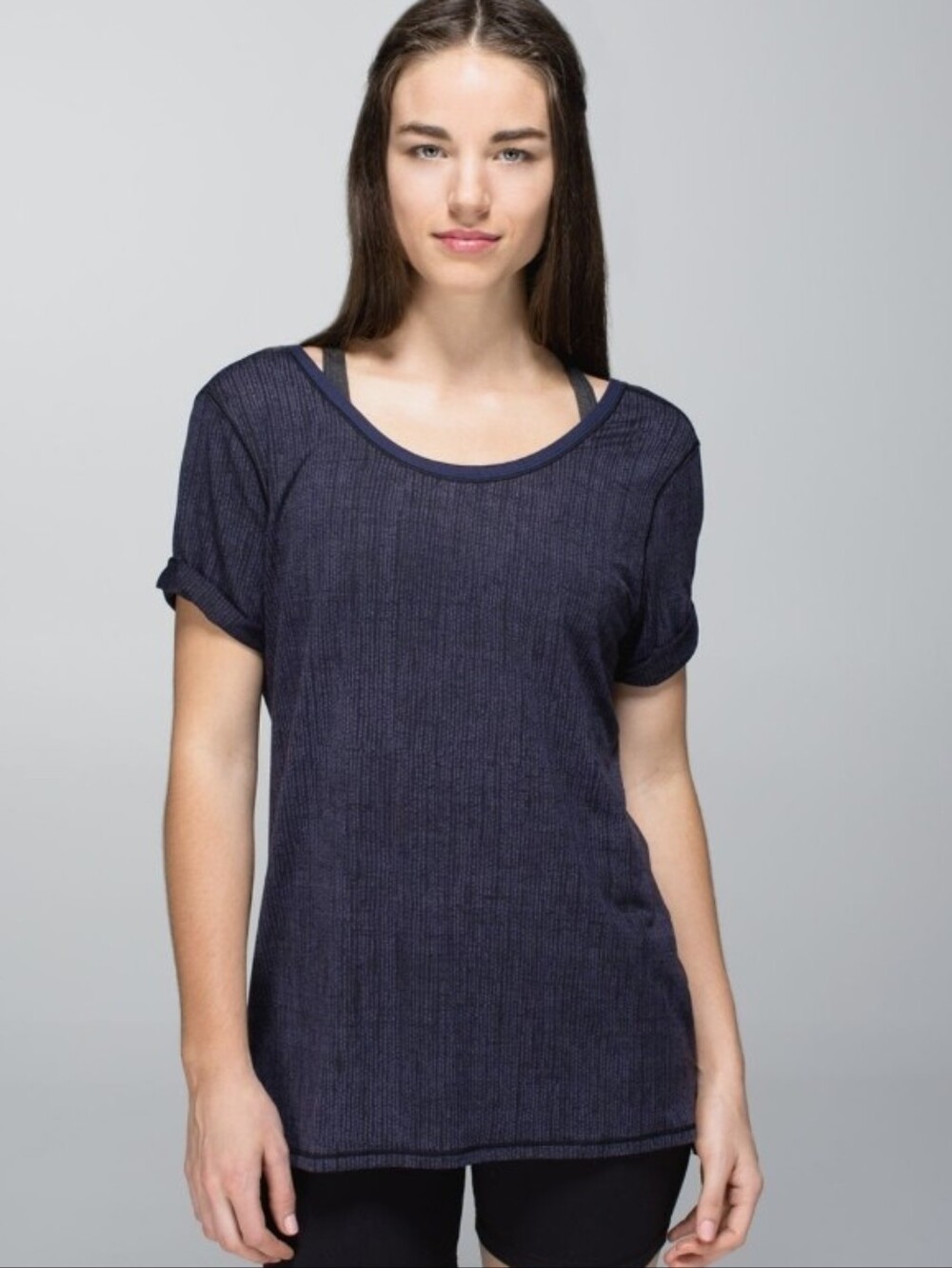 Lululemon Trikonasana TeeBurlap Texture Burnout Cadet Blue 